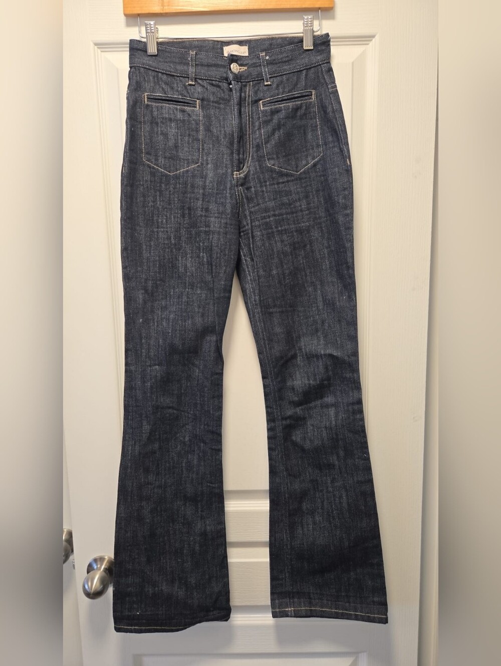 Moncler Slim Dark Blue Men's Jeans with Contrast Stitching